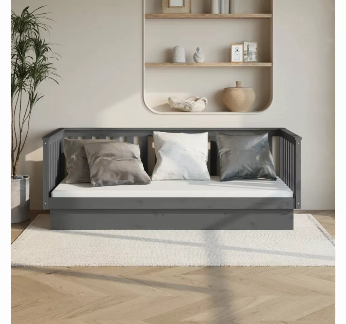 furnicato Bett Tagesbett Grau 100x200 cm Massivholz Kiefer günstig online kaufen