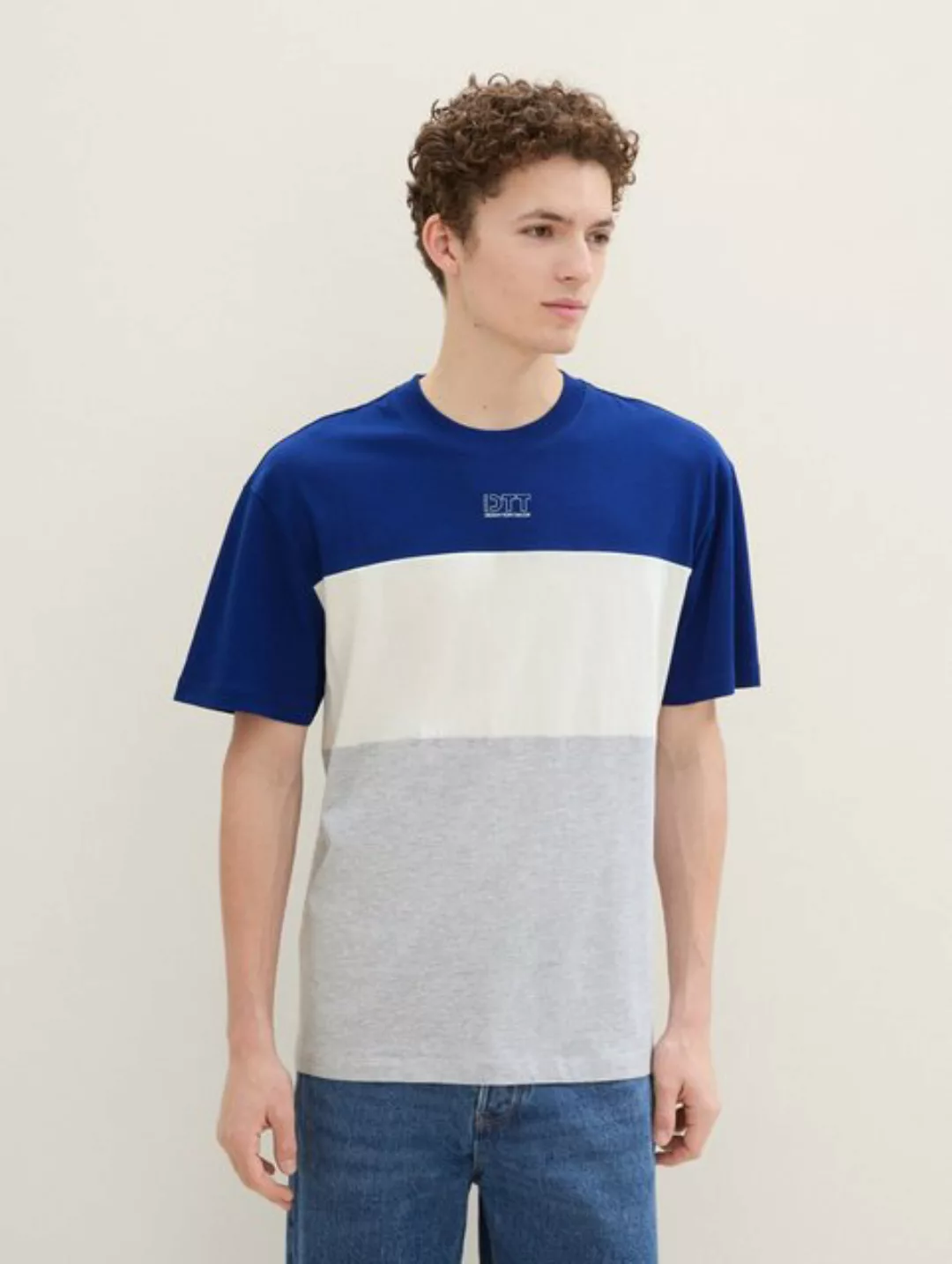 TOM TAILOR Denim T-Shirt Relaxed T-Shirt mit Colour Blocking günstig online kaufen