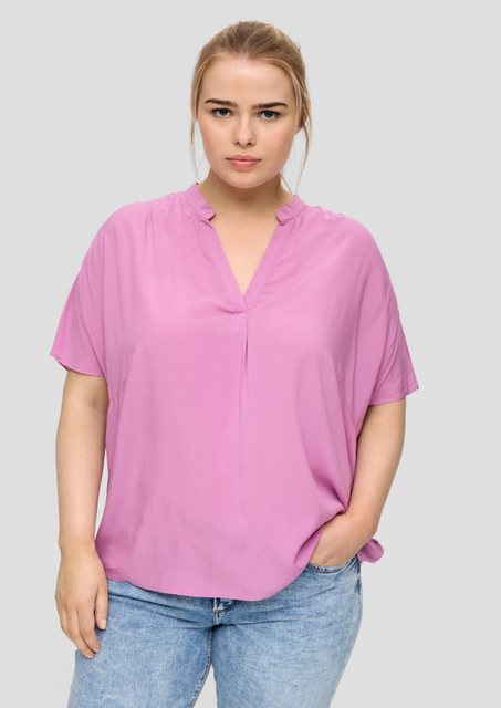 QS Langarmbluse Loose-Fit-Bluse mit Stehkragen günstig online kaufen