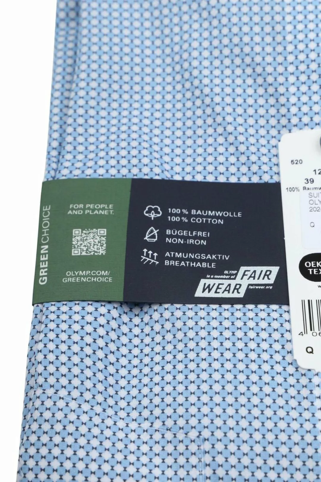 OLYMP Short Sleeve Hemd Luxor Druck Blau  - Größe 40 günstig online kaufen