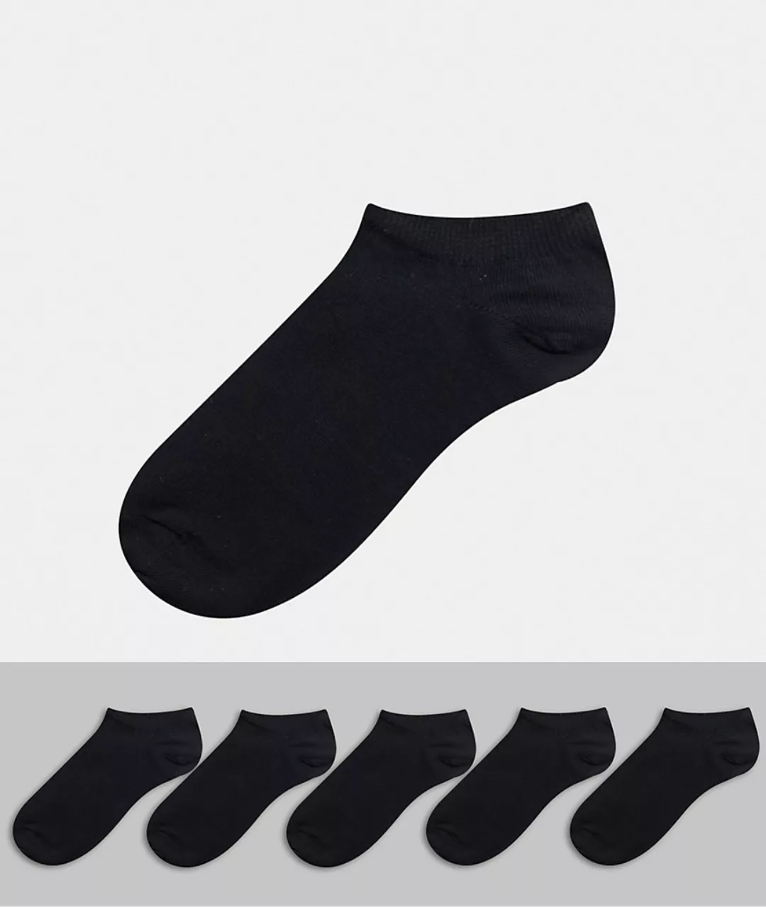 ASOS DESIGN – 5er-Pack Sneaker-Socken in Schwarz günstig online kaufen