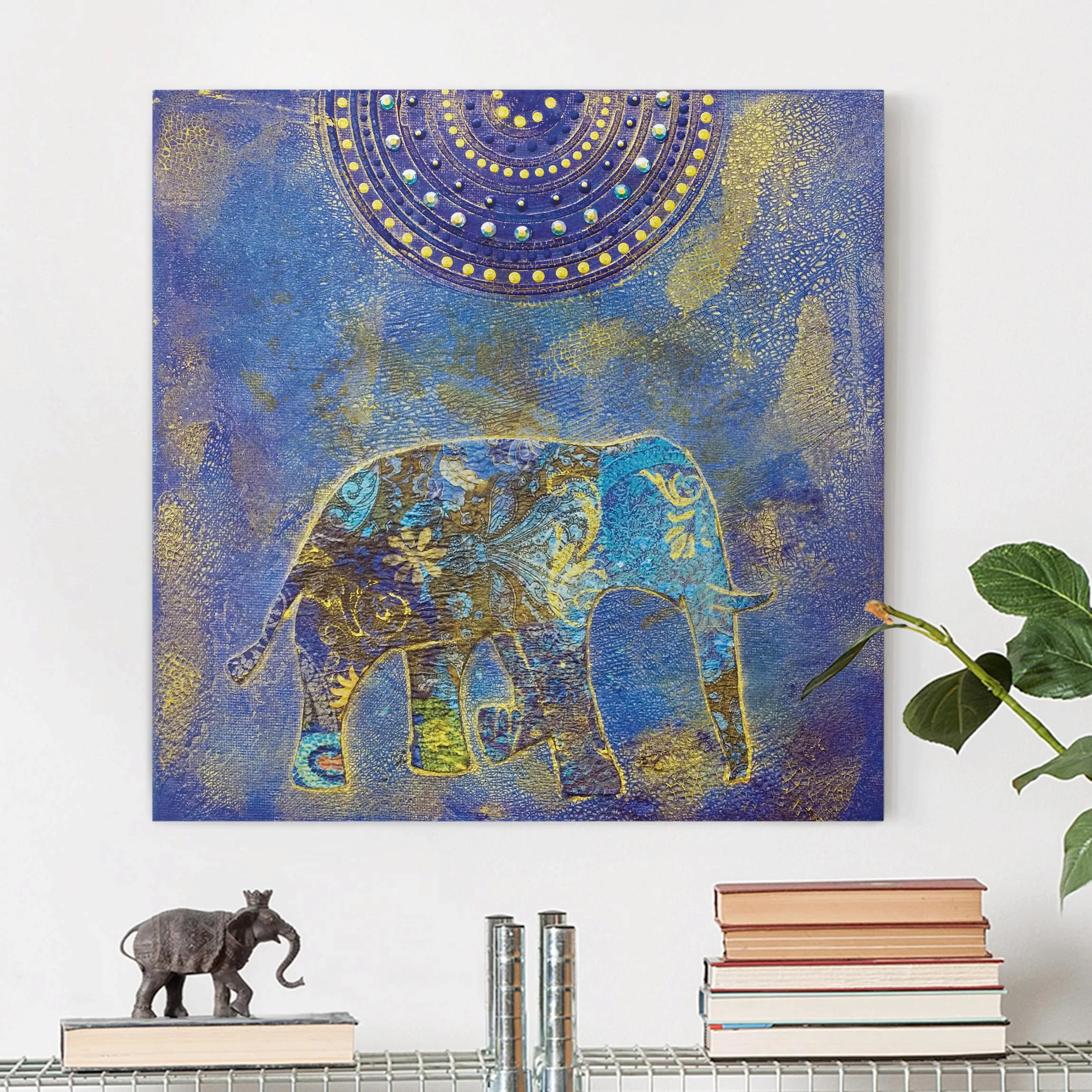 Leinwandbild Elefant - Quadrat Elephant in Marrakech günstig online kaufen