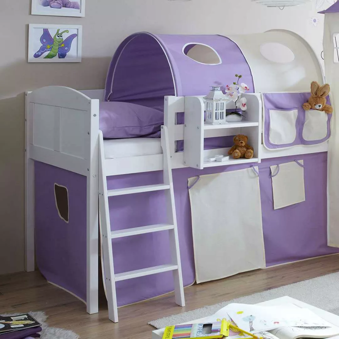 Kinderhochbett mit Rutsche lila günstig online kaufen