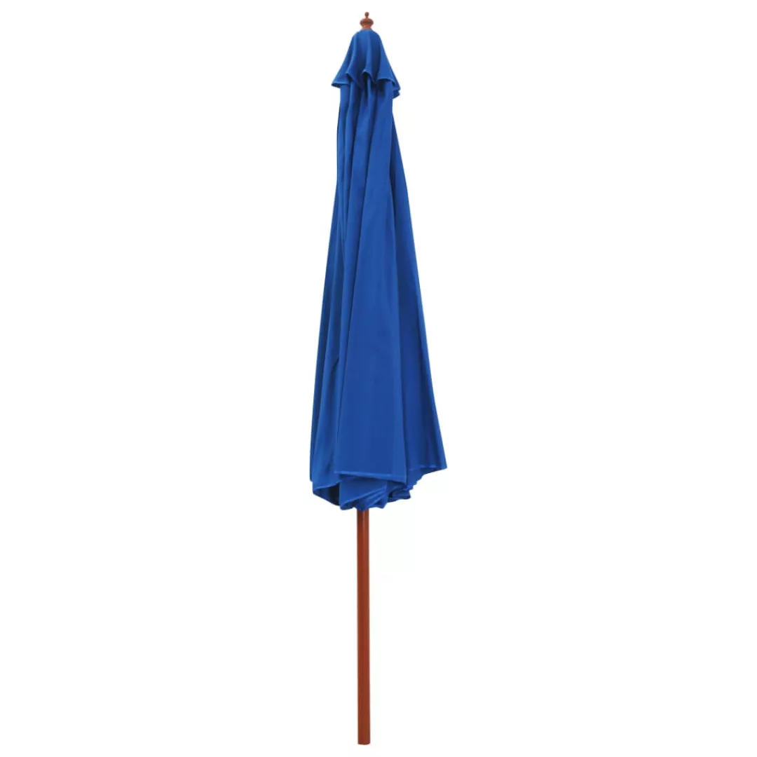 Sonnenschirm Mit Holzmast 350 Cm Blau günstig online kaufen