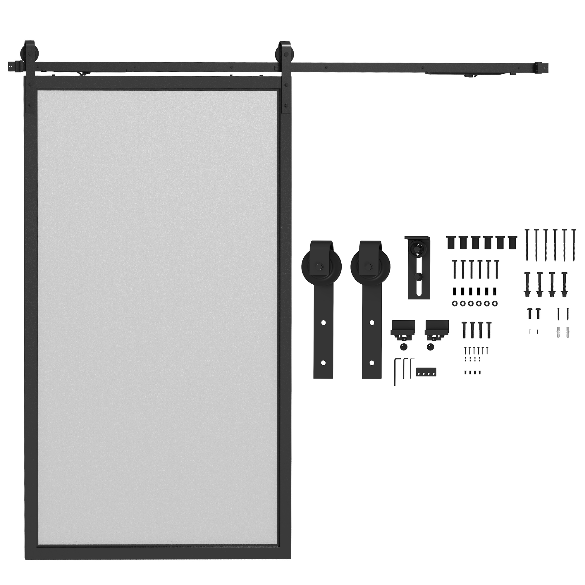 HOMCOM Schiebetüren-Beschlagsatz 244 cm Komplett-Set mit Schienen, Rollen, günstig online kaufen