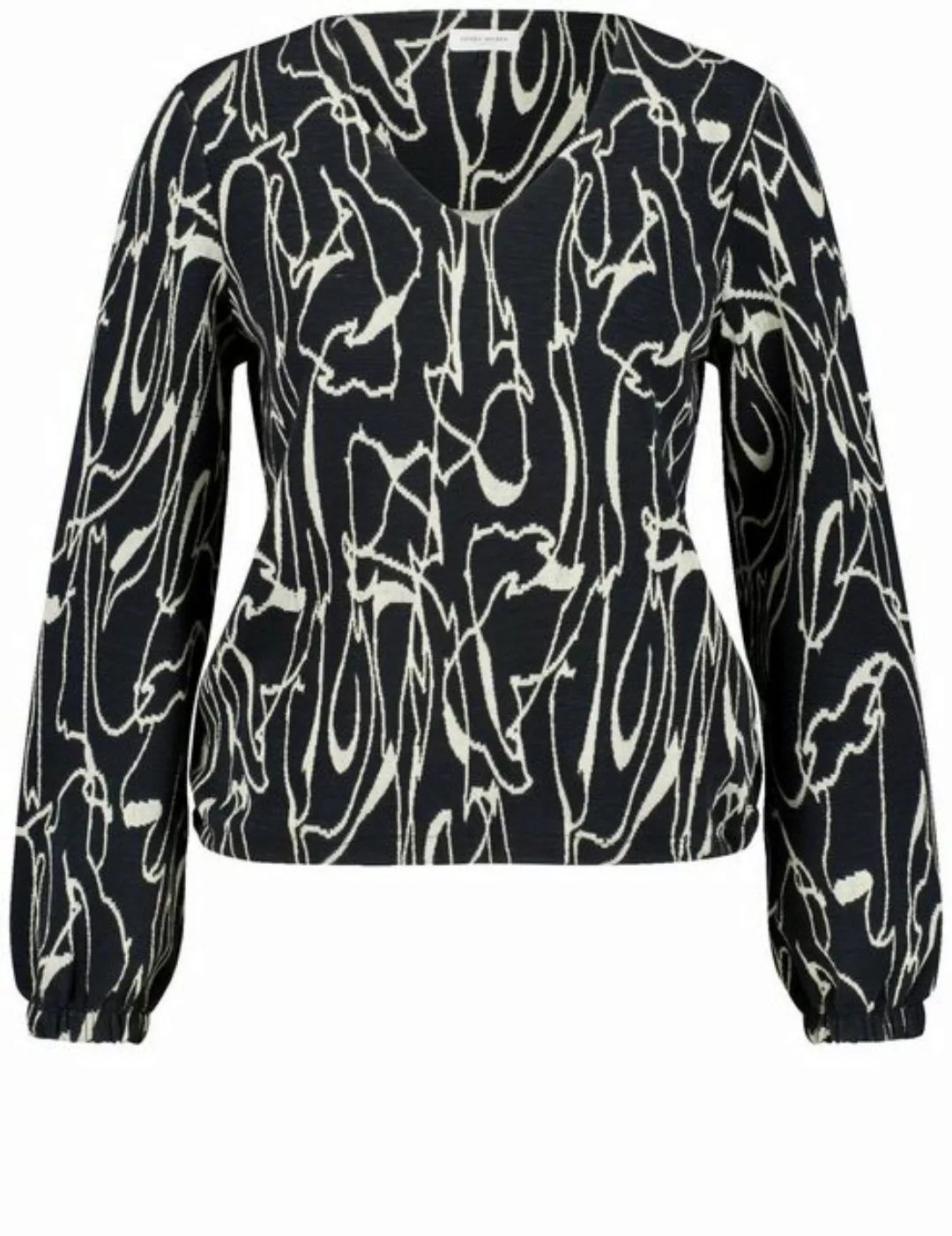 GERRY WEBER Langarmshirt Blusenshirt aus Jacquard mit elastischem Tunnelban günstig online kaufen