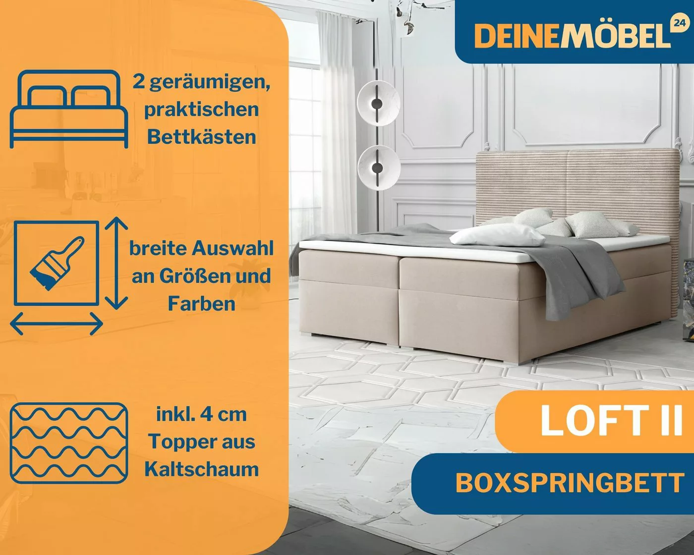 Deine Möbel 24 Boxspringbett Boxspringbett Polsterbett Komplettbett Hotelbe günstig online kaufen