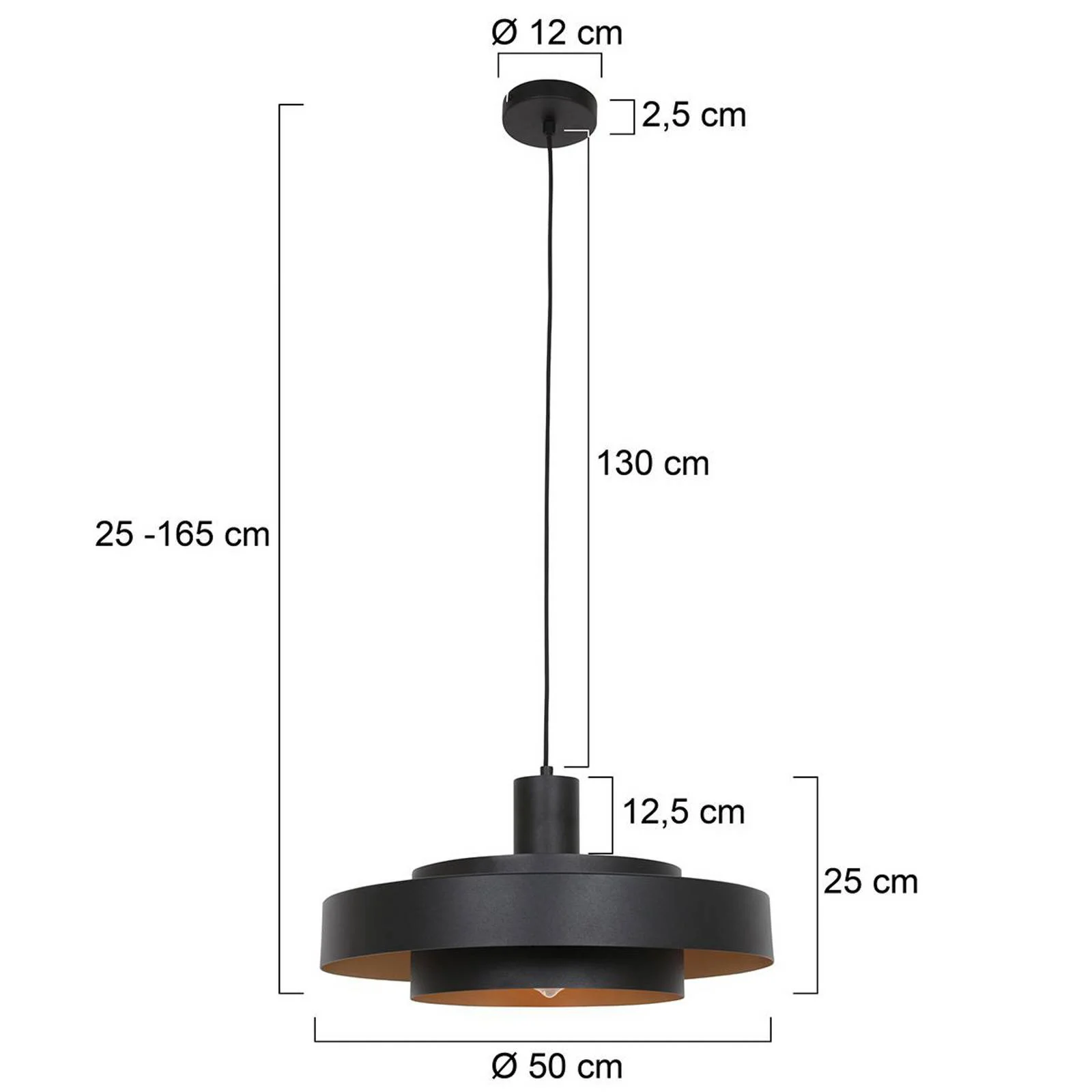 Hängeleuchte Flinter, schwarz, Metall, Ø 50 cm, E27 günstig online kaufen