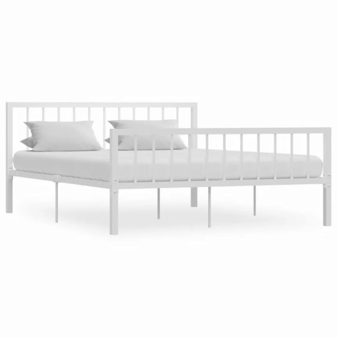 vidaXL Bettgestell Bettgestell Weiß Metall 160200 cm Bett Bettrahmen Bettge günstig online kaufen