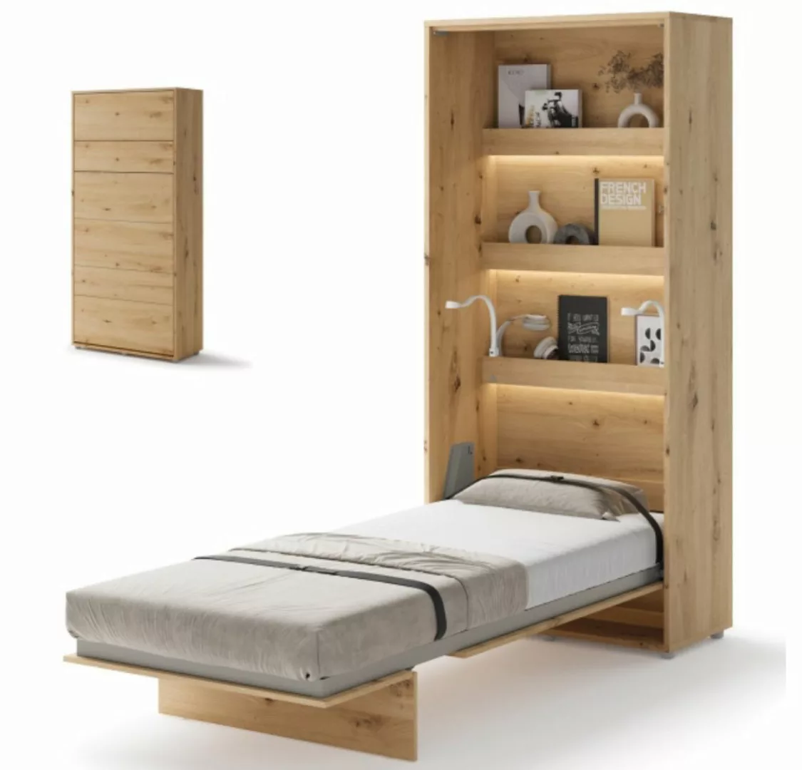 yourhouse24 Schrankbett Bed Concept Vertikal Gästebett Eiche Artisan 90/120 günstig online kaufen