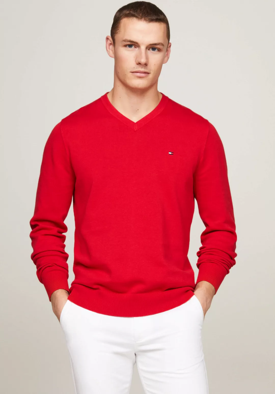 Tommy Hilfiger V-Ausschnitt-Pullover "CLASSIC COTTON V NECK" günstig online kaufen