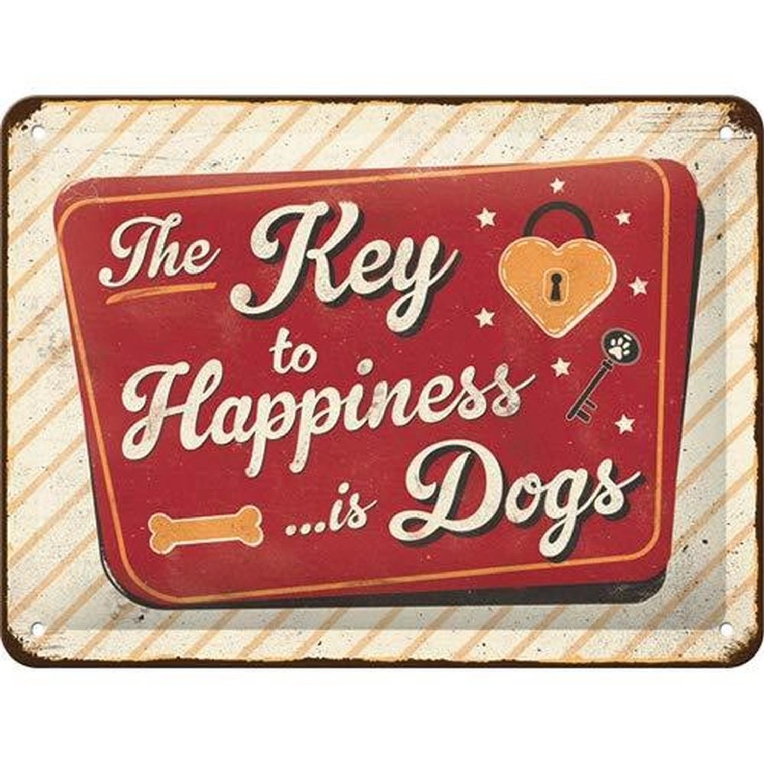 Nostalgic-Art Blechschild 15x20 cm - PfotenSchild - Key to Happiness günstig online kaufen