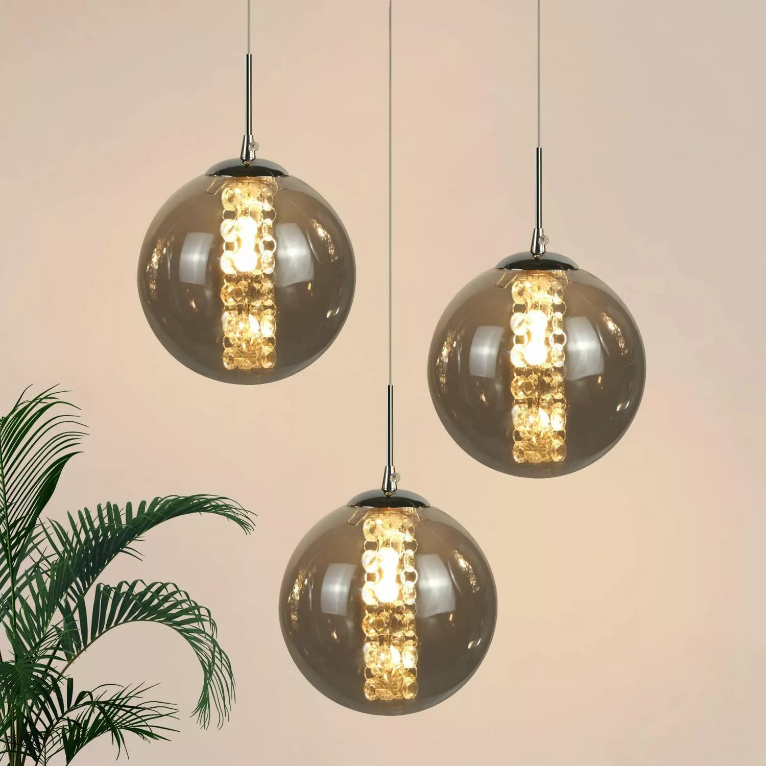 ZMH Pendelleuchte LED Höhenverstellbar Kronleuchter Glas günstig online kaufen