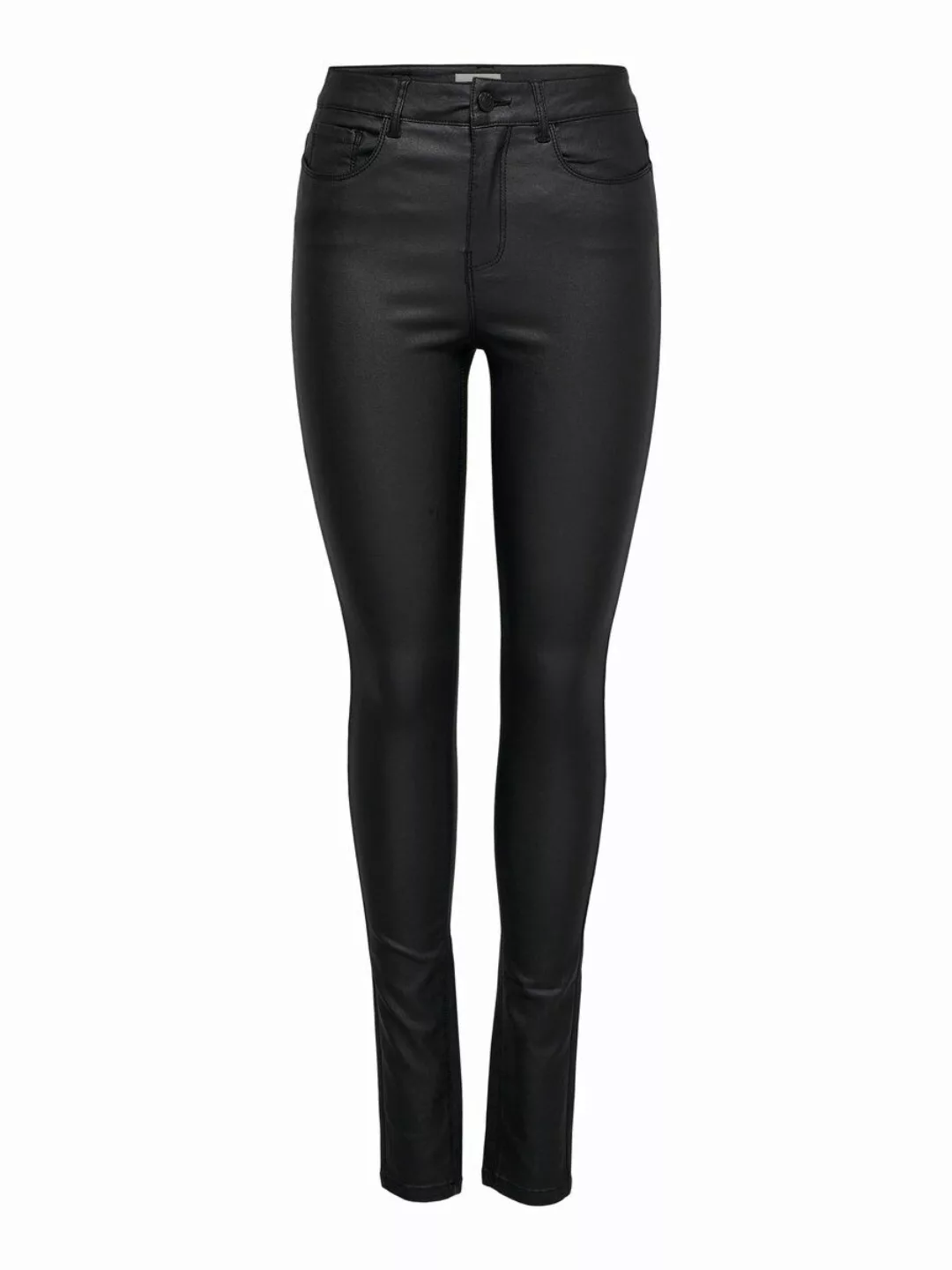 Only Damen Jeans onlANNE K MID WAIST COATED JEANS - Skinny Fit - Schwarz - günstig online kaufen