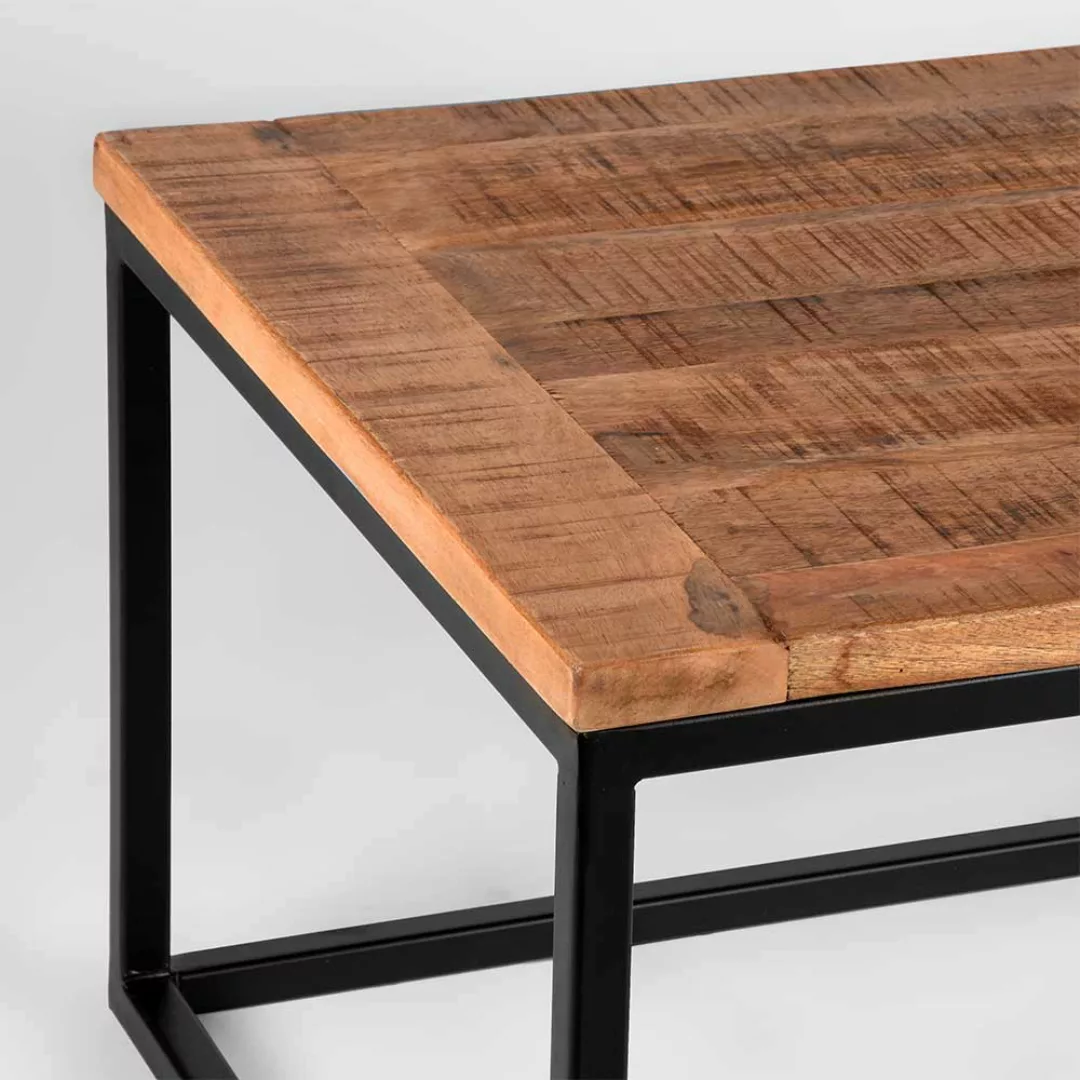 Sofa Beistelltisch aus Mangobaum Massivholz und Metall 60 cm breit günstig online kaufen