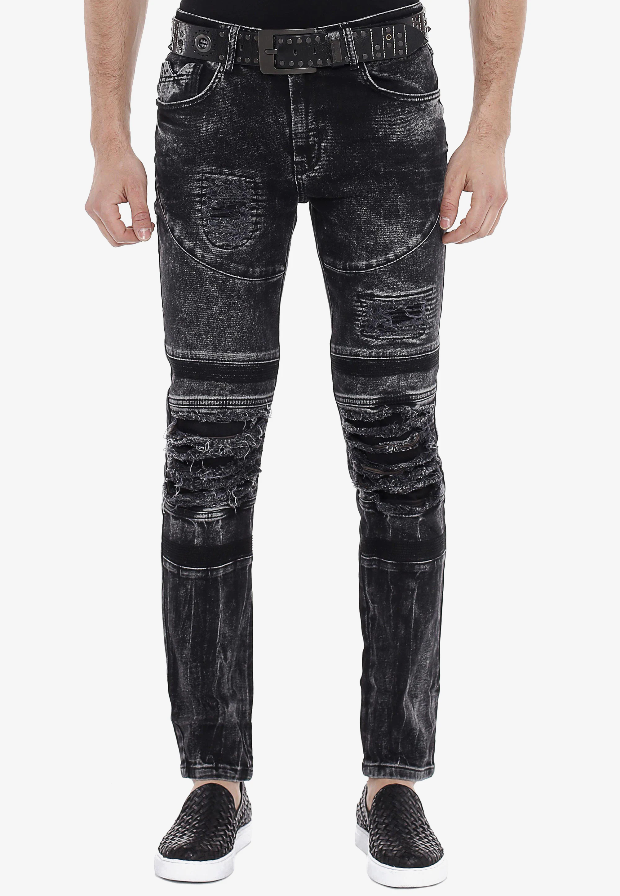 Cipo & Baxx Slim-fit-Jeans im Used-Destroyed-Look in Straight Fit günstig online kaufen