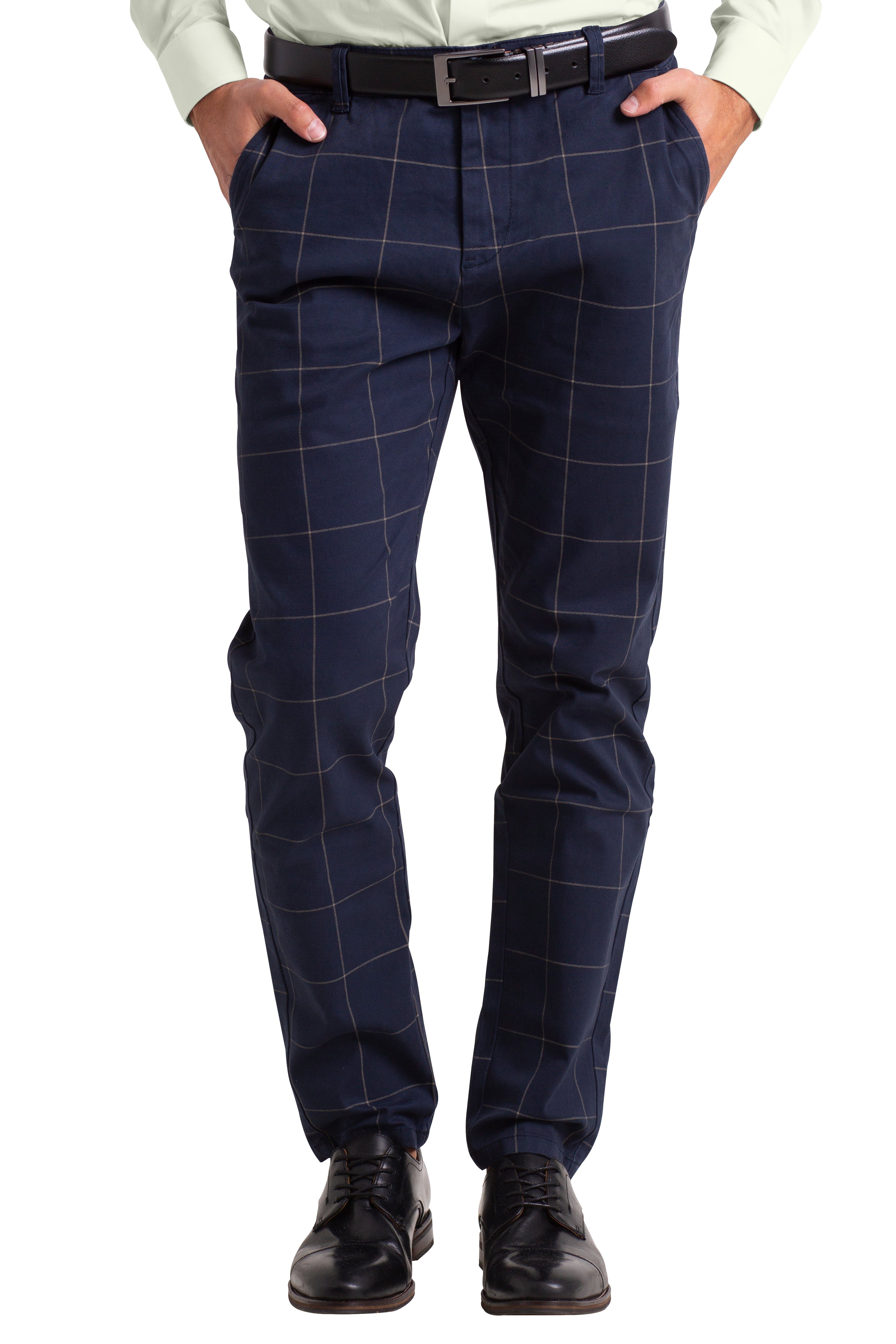 BlauerHafen Chinohose Herren Formaler Check Hose günstig online kaufen