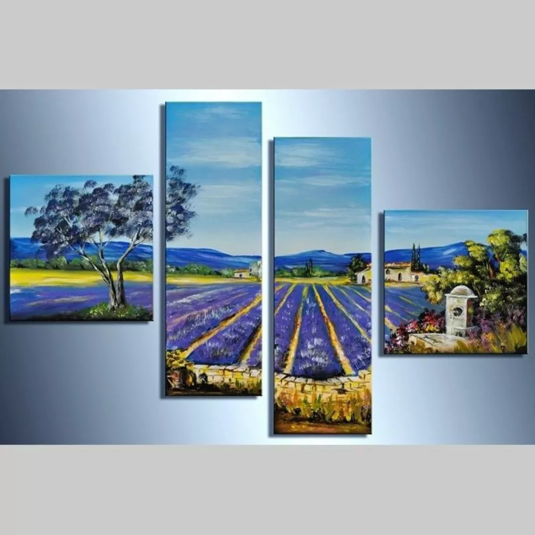 4 Leinwandbilder LAVENDELFELD (1) 100 x 70cm Handgemalt günstig online kaufen