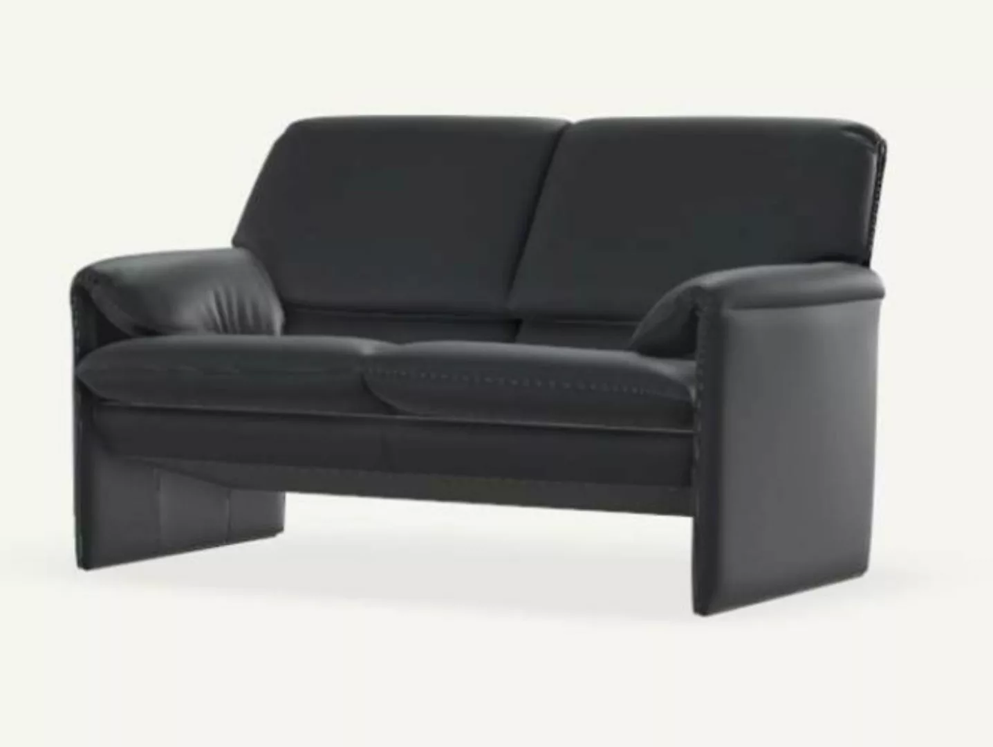 Ledersofa Schwarz 2-Sitzer 147 cm breit von Leolux Bora-Bèta günstig online kaufen