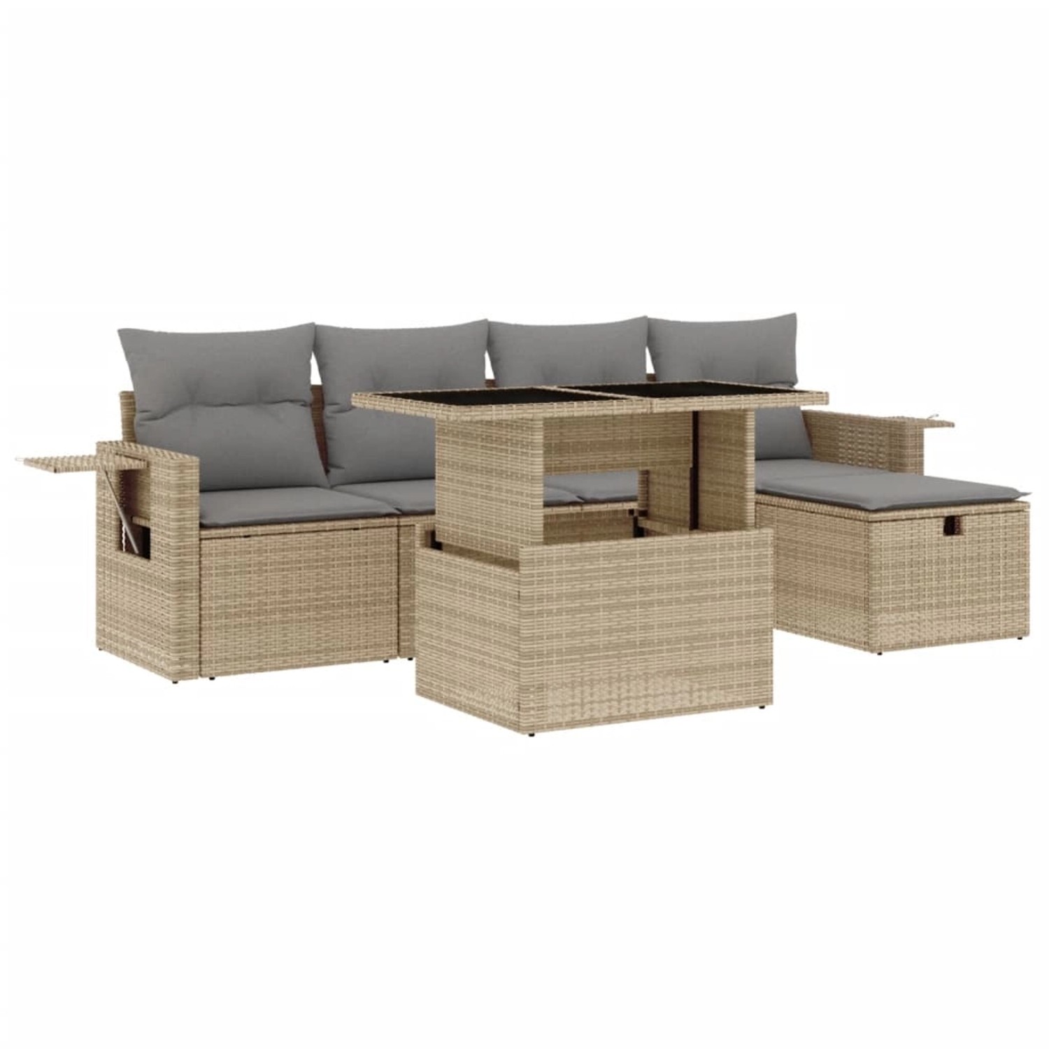 vidaXL 6-tlg Garten-Sofagarnitur mit Kissen Beige Poly Rattan Modell 361 günstig online kaufen