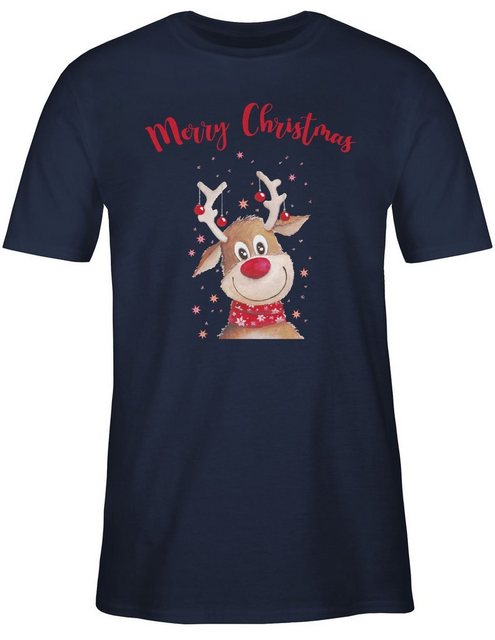 Shirtracer T-Shirt Merry Christmas Rentier Weihachten Kleidung günstig online kaufen