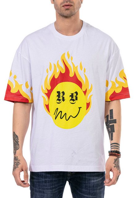 RedBridge T-Shirt mit Flammen-Print und Oversized-Schnitt – Stylisches Stre günstig online kaufen