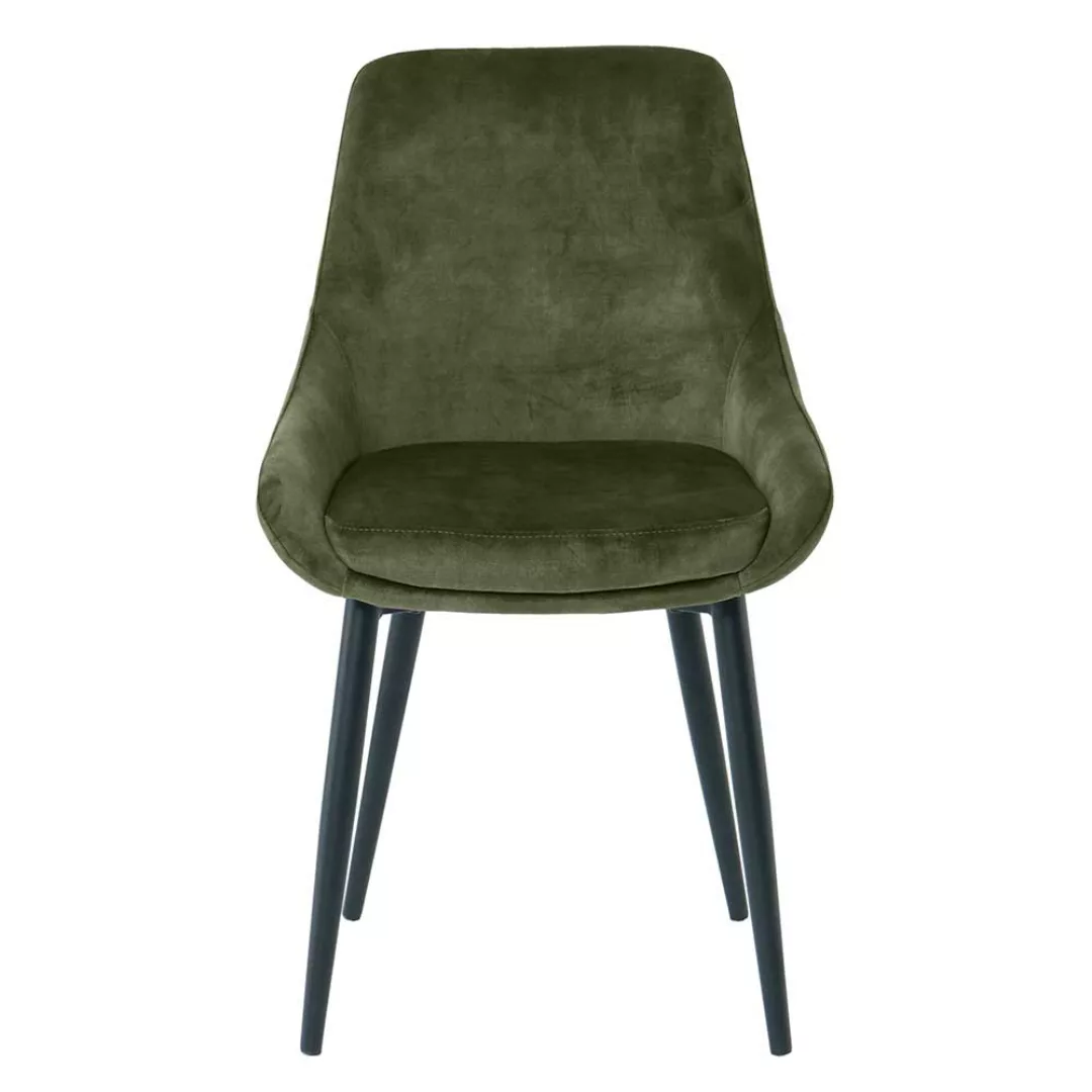 Samt Esstisch Stühle in Dunkelgrün und Schwarz 47 cm Sitzhöhe (2er Set) günstig online kaufen