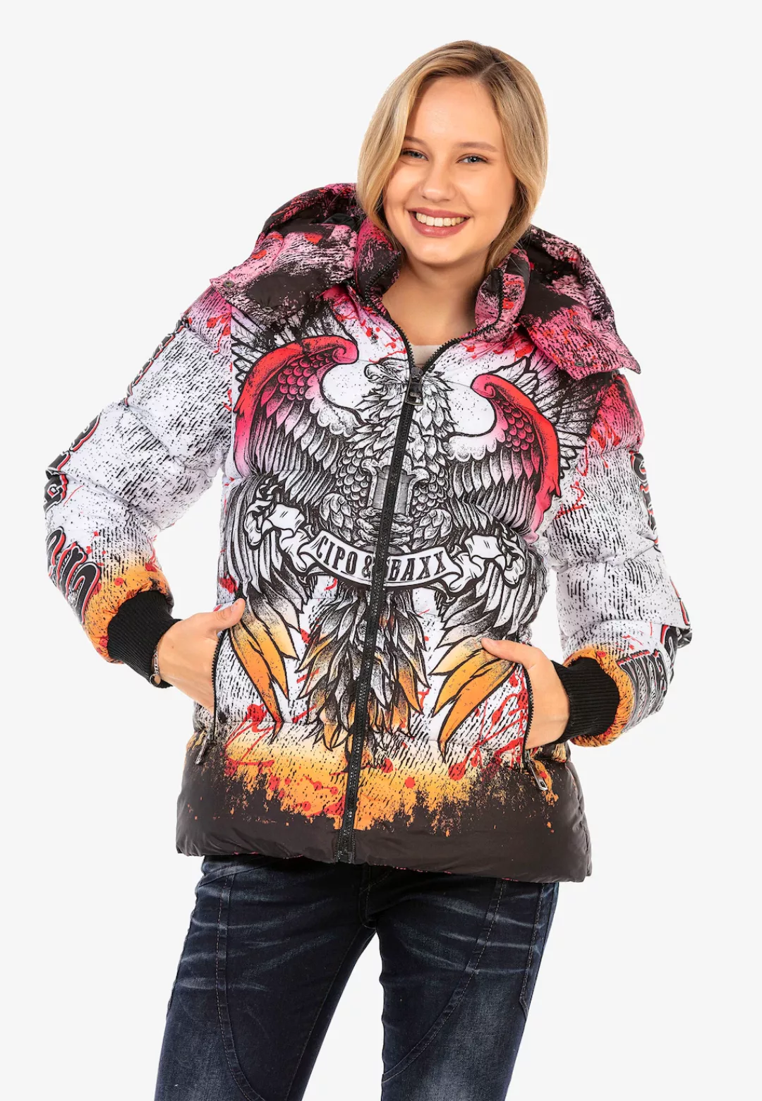 Cipo & Baxx Steppjacke, mit knalligem Allover-Print günstig online kaufen