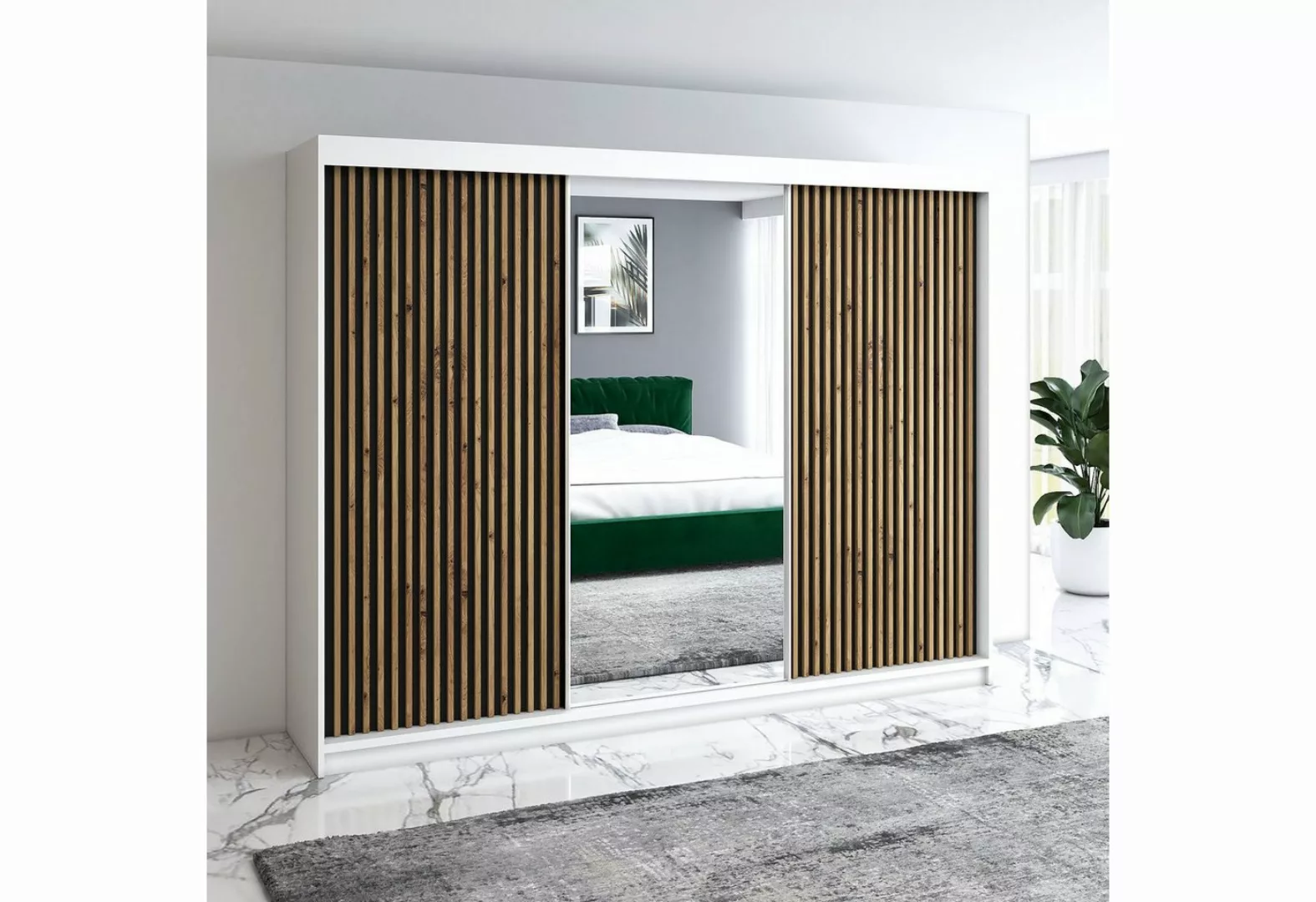 Beautysofa Schwebetürenschrank NIRO (200 cm Schrank mit Schubladen, Gardero günstig online kaufen