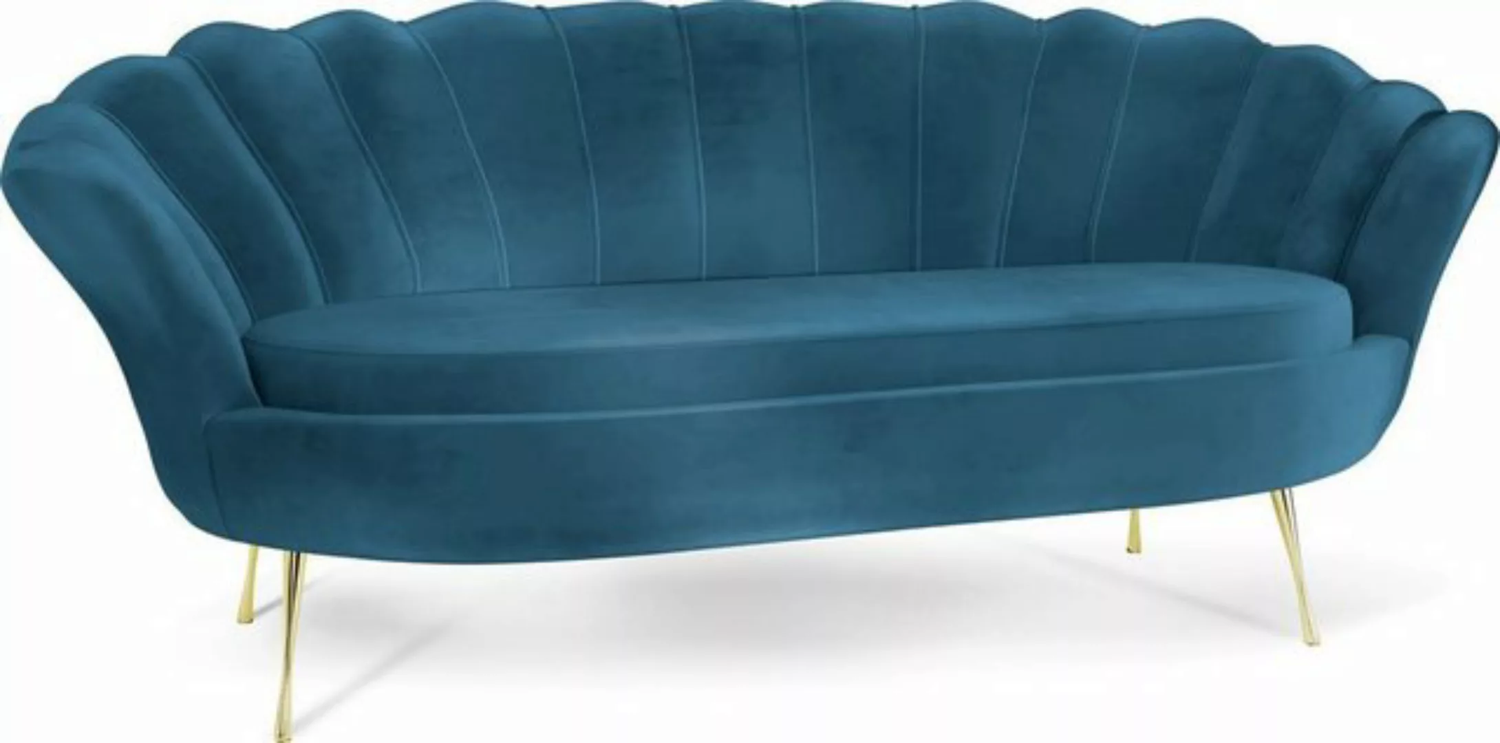 WFL GROUP Sofa Muschel, Samt 3-Sitzer Couch mit Golden oder Silber Metallbe günstig online kaufen