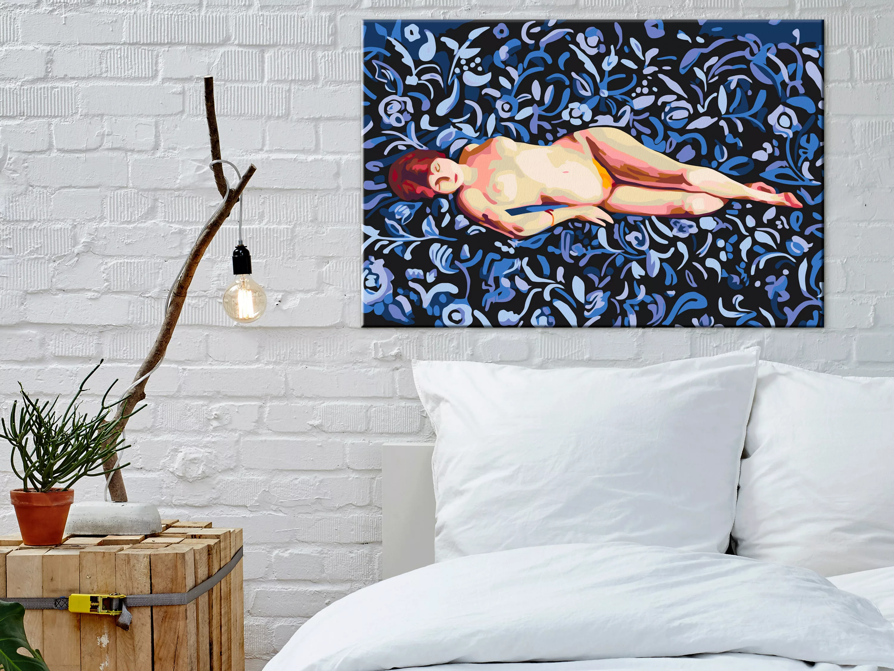 Malen Nach Zahlen - Nude On A Blue Background günstig online kaufen