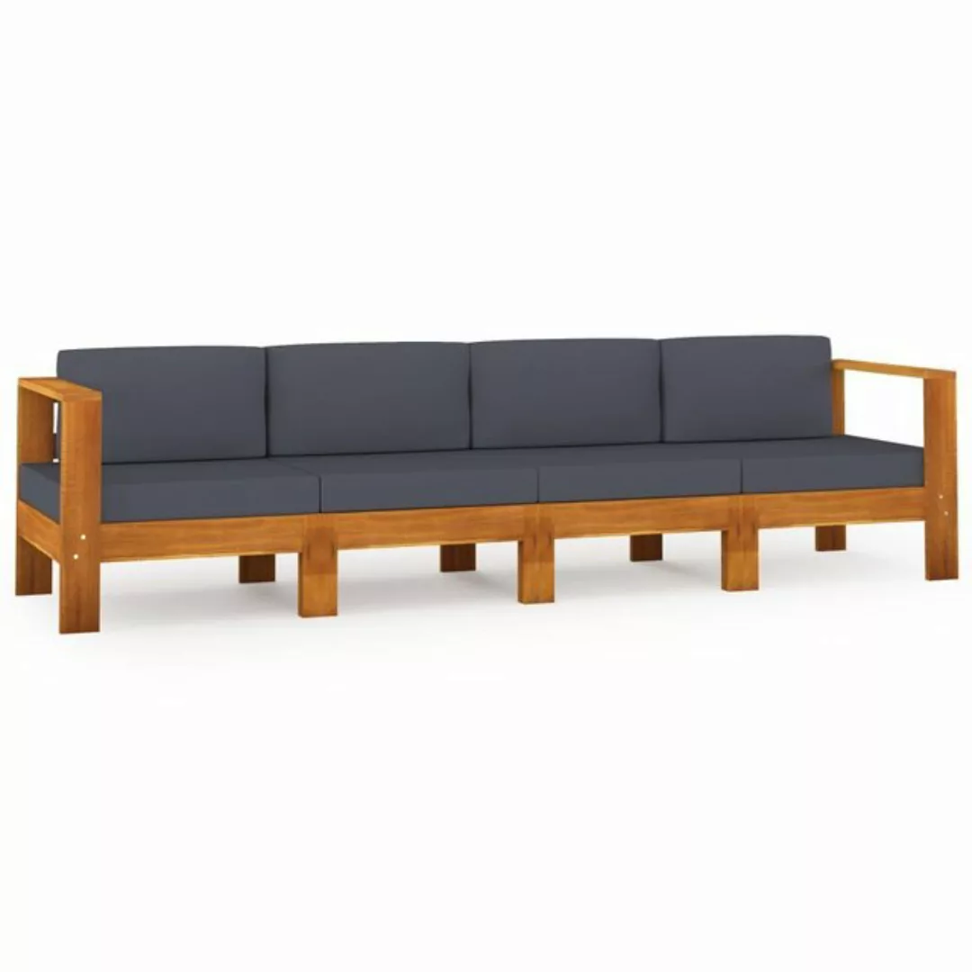 furnicato Loungesofa 4-Sitzer-Gartensofa mit Dunkelgrauen Auflagen Massivho günstig online kaufen