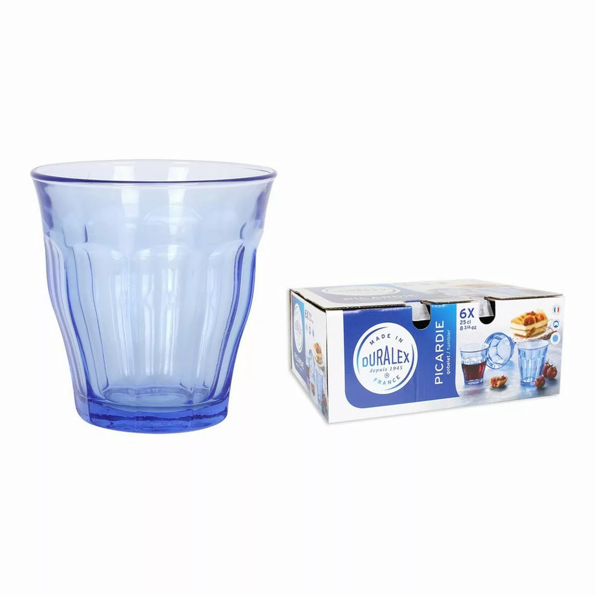 Gläserset Duralex Picardie Kristall Blau 6 Stück (25 Cl) günstig online kaufen