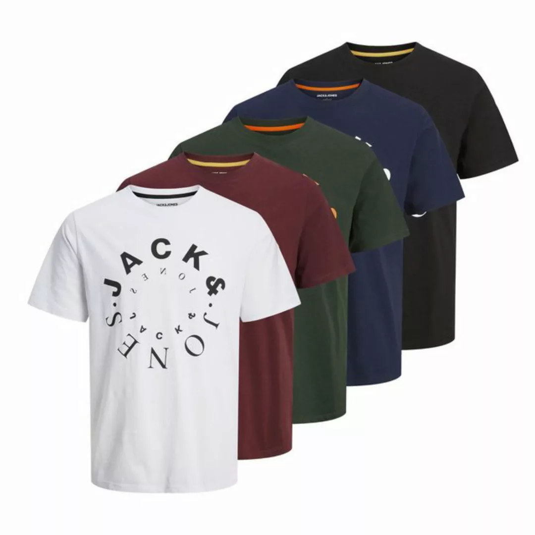 Jack & Jones T-Shirt Herren T-Shirt, 5er Pack - JJWARRIOR TEE CREW günstig online kaufen