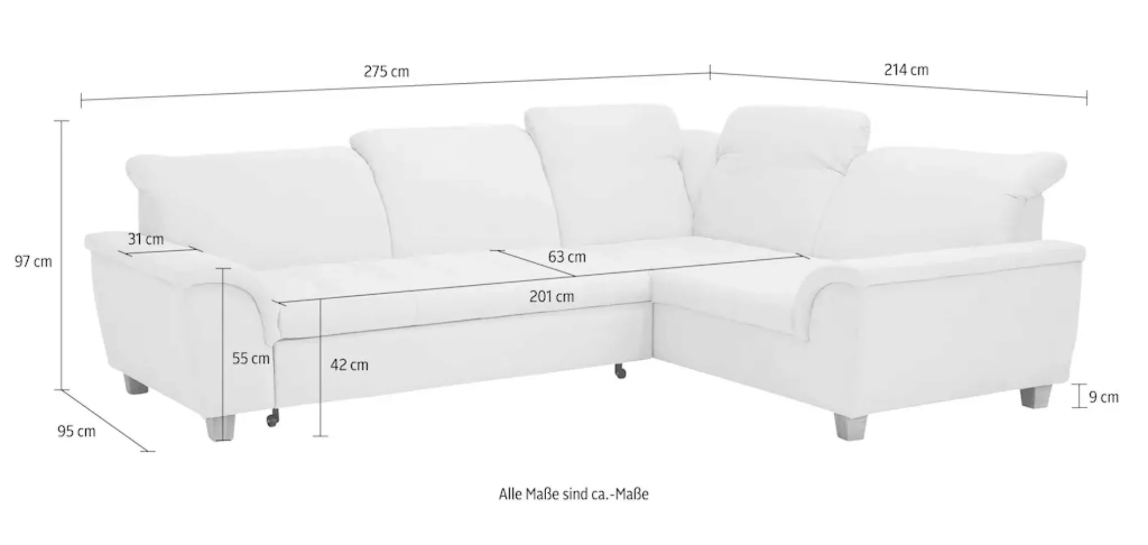 Home affaire Ecksofa Lyla L-Form, wahlweise mit Rückenfunktion und Bettfunk günstig online kaufen