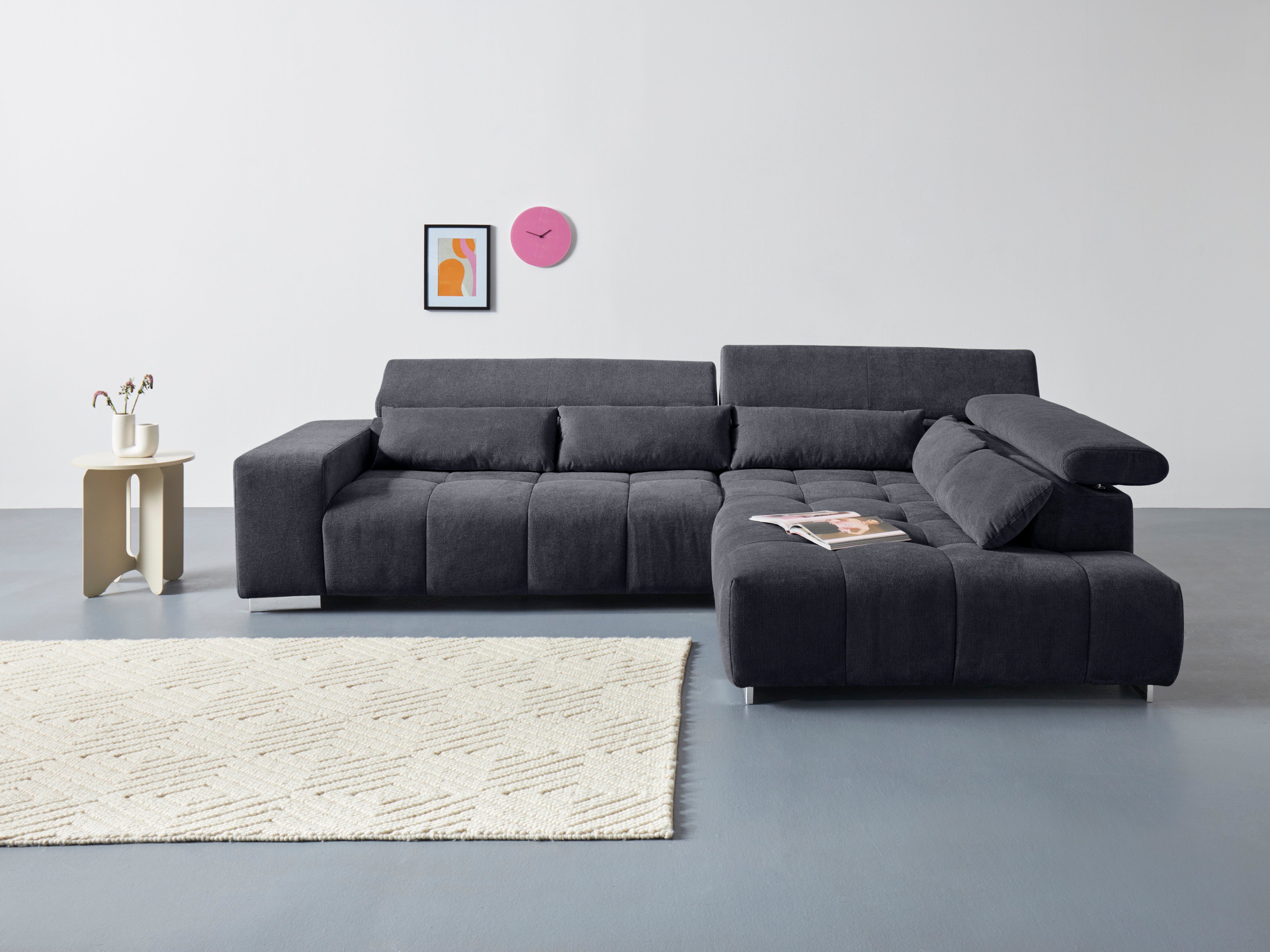COTTA Ecksofa "Orion L-Form", mit Kopfteilverstellung & 5 Nierenkissen günstig online kaufen