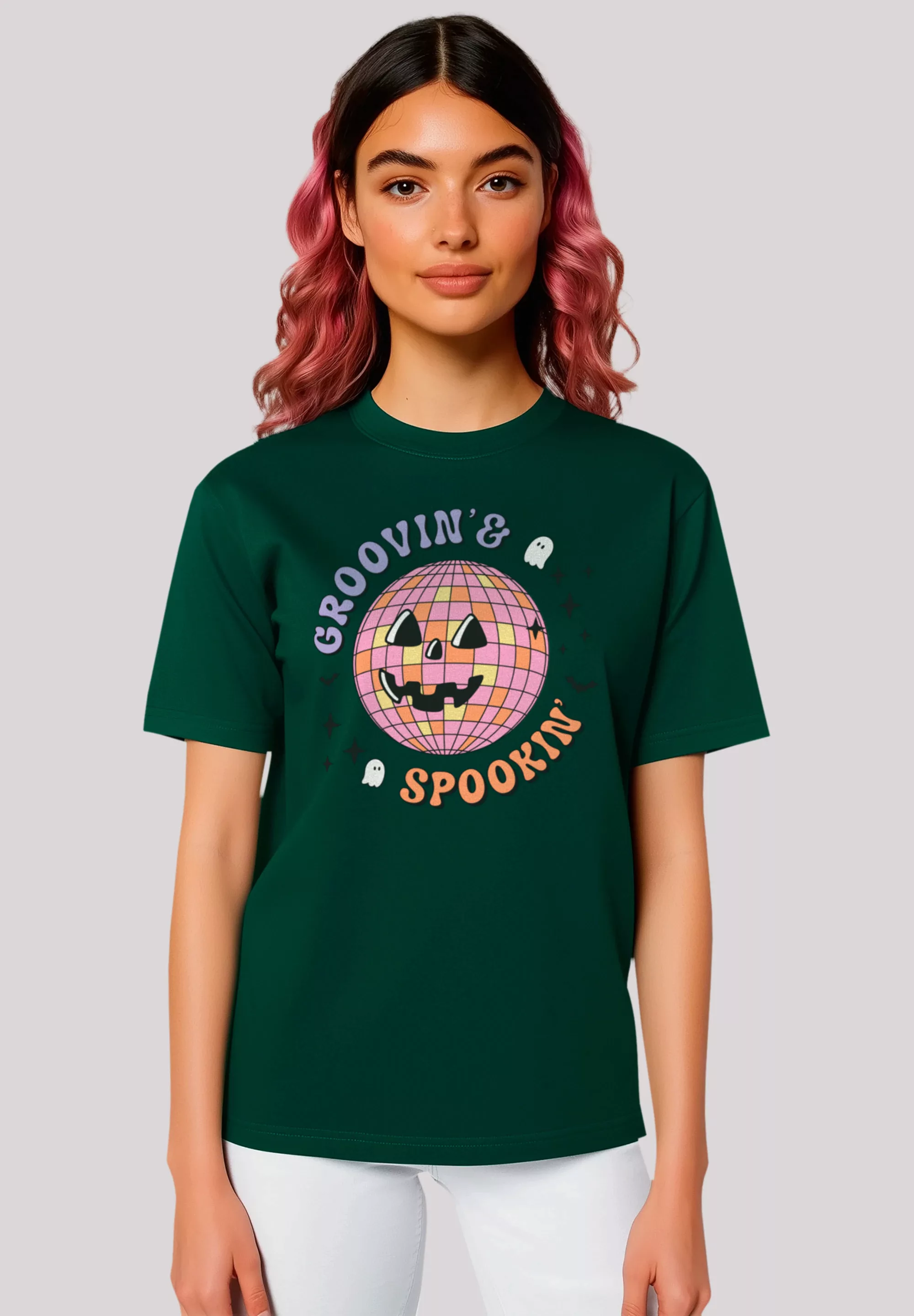 F4NT4STIC T-Shirt "Retro Halloween Groovin and spookin Disco ball", Premium günstig online kaufen