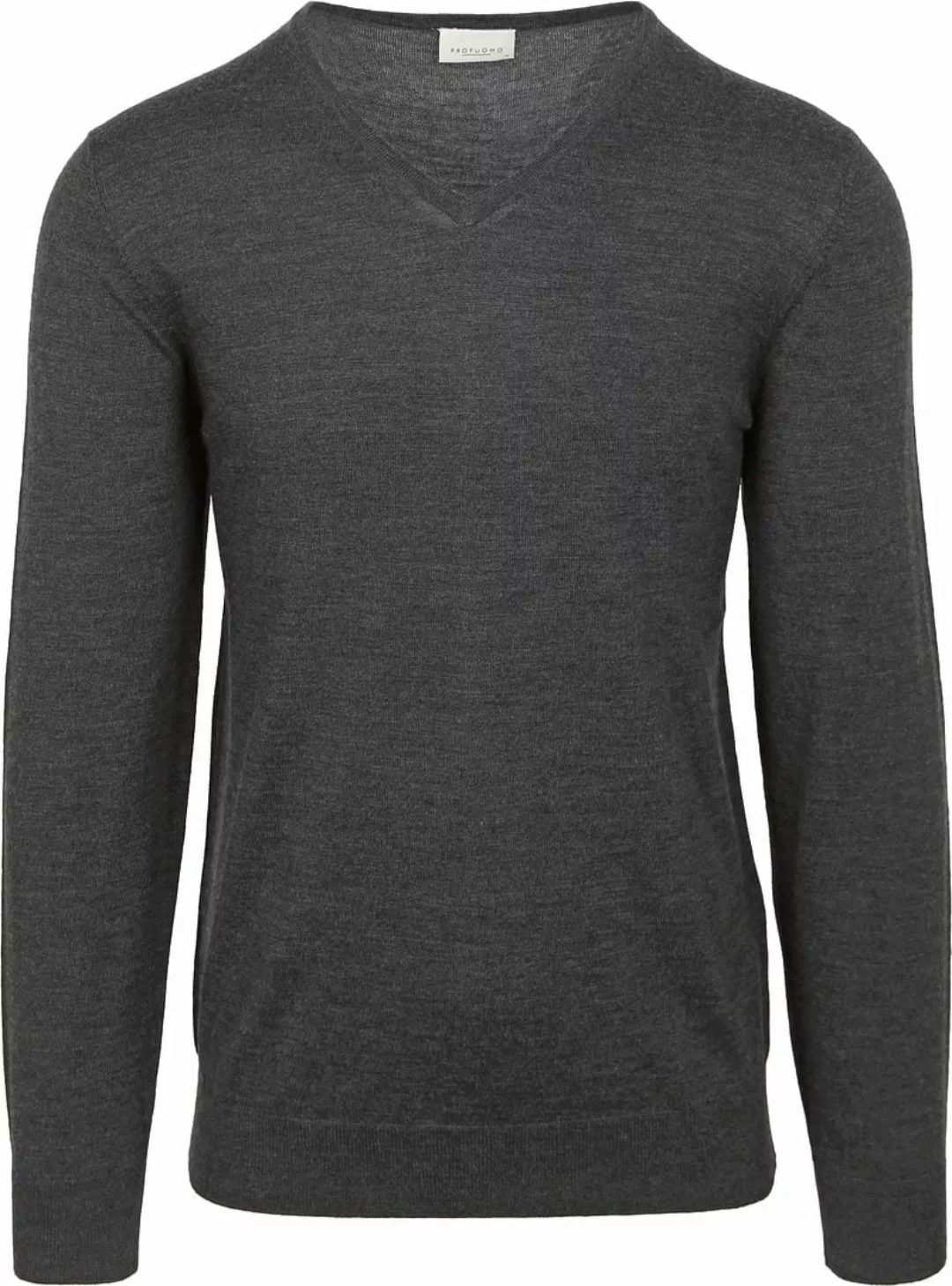 Profuomo Pullover V-Neck Merinowolle Anthrazit - Größe M günstig online kaufen