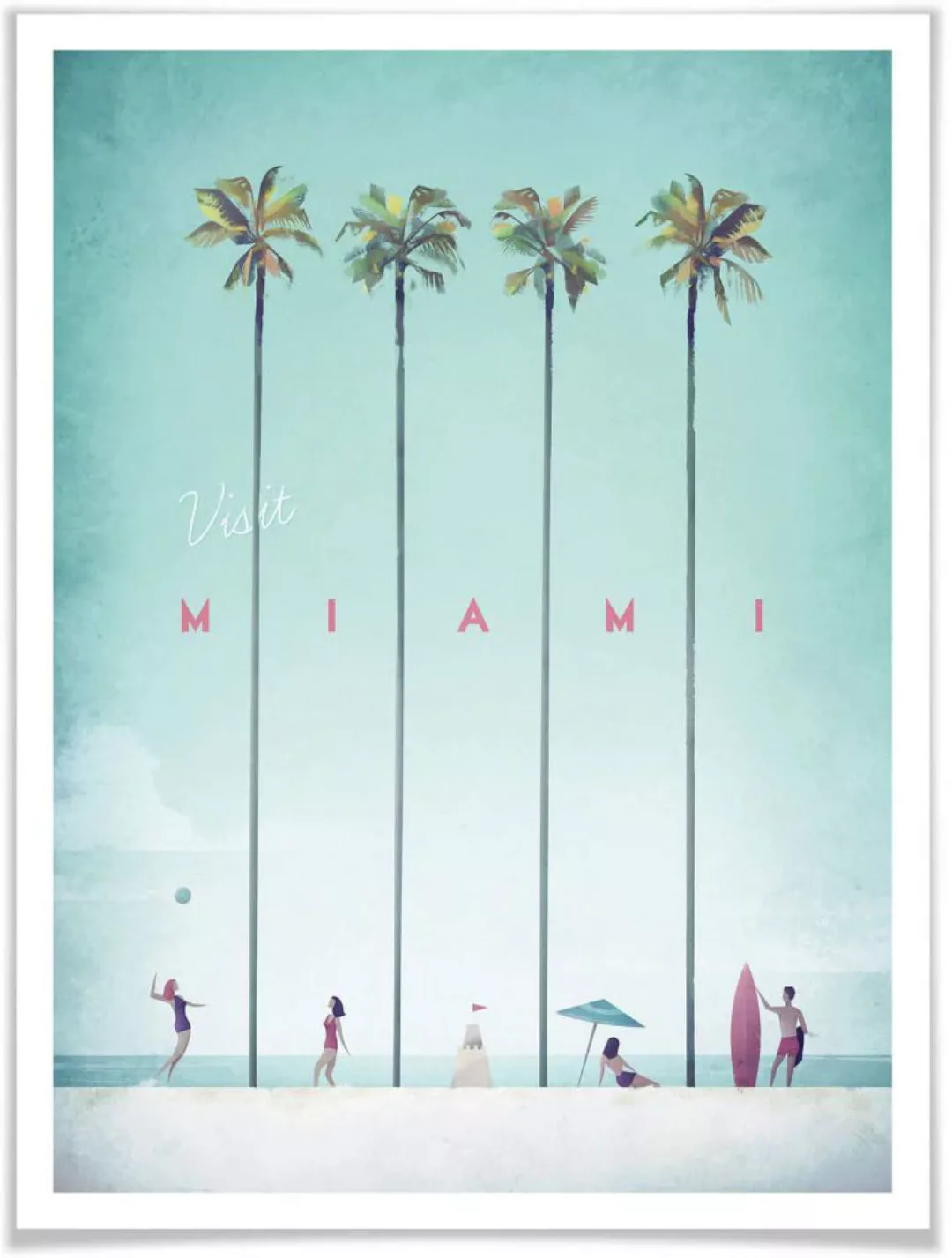 Wall-Art Poster "Palmen Urlaub Miami Strand", Strand, (1 St.) günstig online kaufen