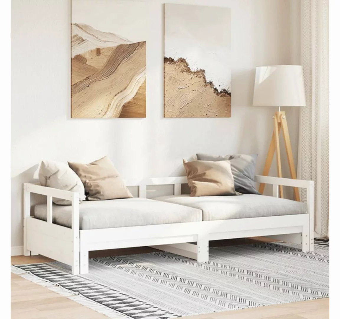 vidaXL Bett, Tagesbett ohne Matratze Weiß 90x200 cm Massivholz Kiefer günstig online kaufen