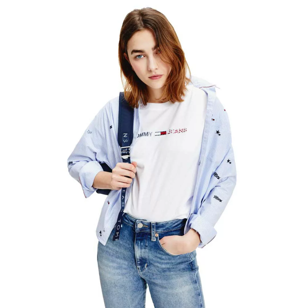 Tommy Jeans Americana Logo Kurzärmeliges T-shirt S White günstig online kaufen