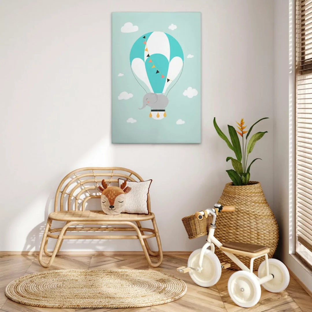 A.S. Création Leinwandbild "Animal Balloon 3 - Wandbild Grün Weiß Keilrahme günstig online kaufen