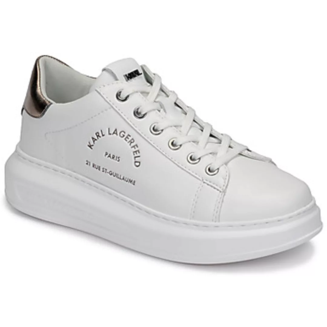 Karl Lagerfeld – Maison – Weiße Sneaker aus Leder mit Plateausohle und silb günstig online kaufen