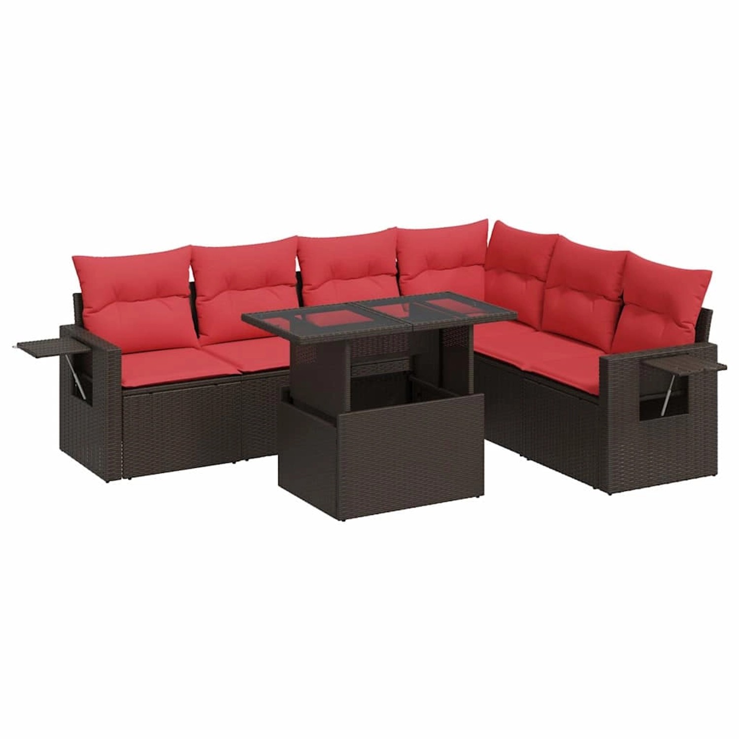 vidaXL 7-Tlg Garten-Sofagarnitur mit Kissen Braun Poly Rattan Akazie 332649 günstig online kaufen