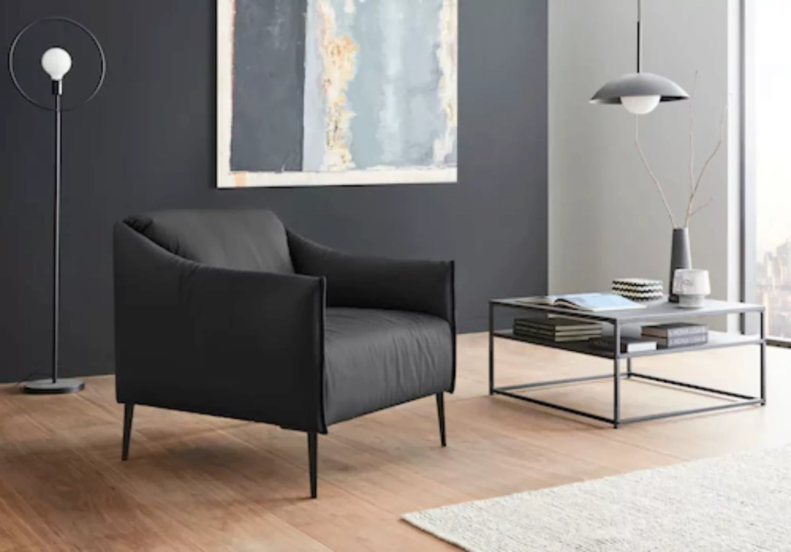 W.SCHILLIG Cocktailsessel »sally«, mit Metallfüßen in Schwarz pulverbeschic günstig online kaufen