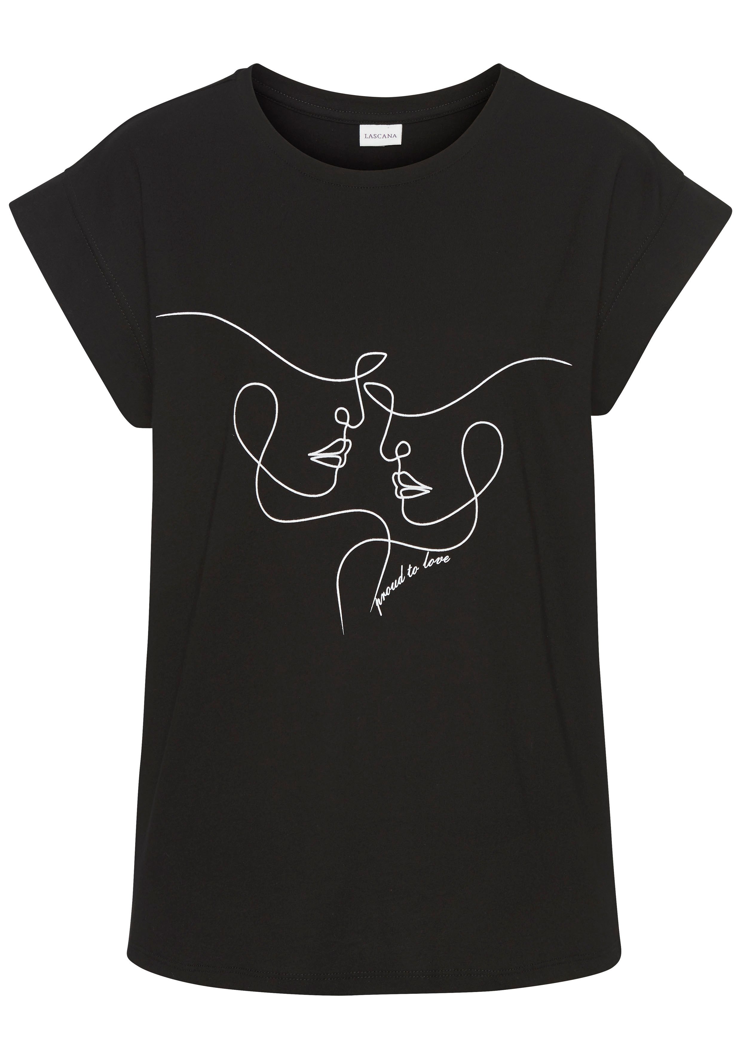 LASCANA Kurzarmshirt mit Frontdruck, T-Shirt aus günstig online kaufen