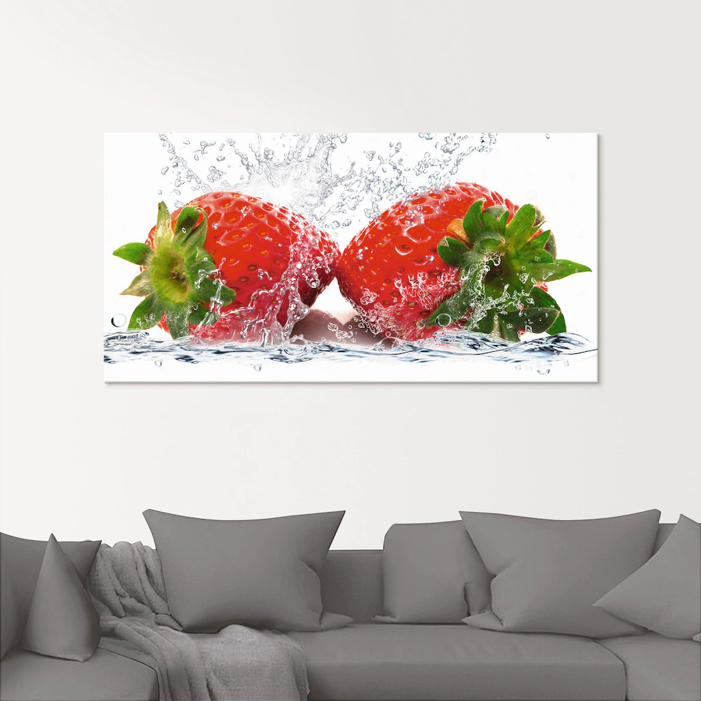 Artland Glasbild "Erdbeeren mit Spritzwasser", Lebensmittel, (1 St.), in ve günstig online kaufen