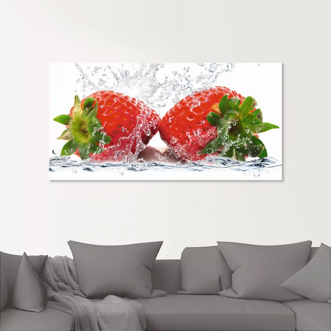 Artland Glasbild "Erdbeeren mit Spritzwasser", Lebensmittel, (1 St.), in ve günstig online kaufen