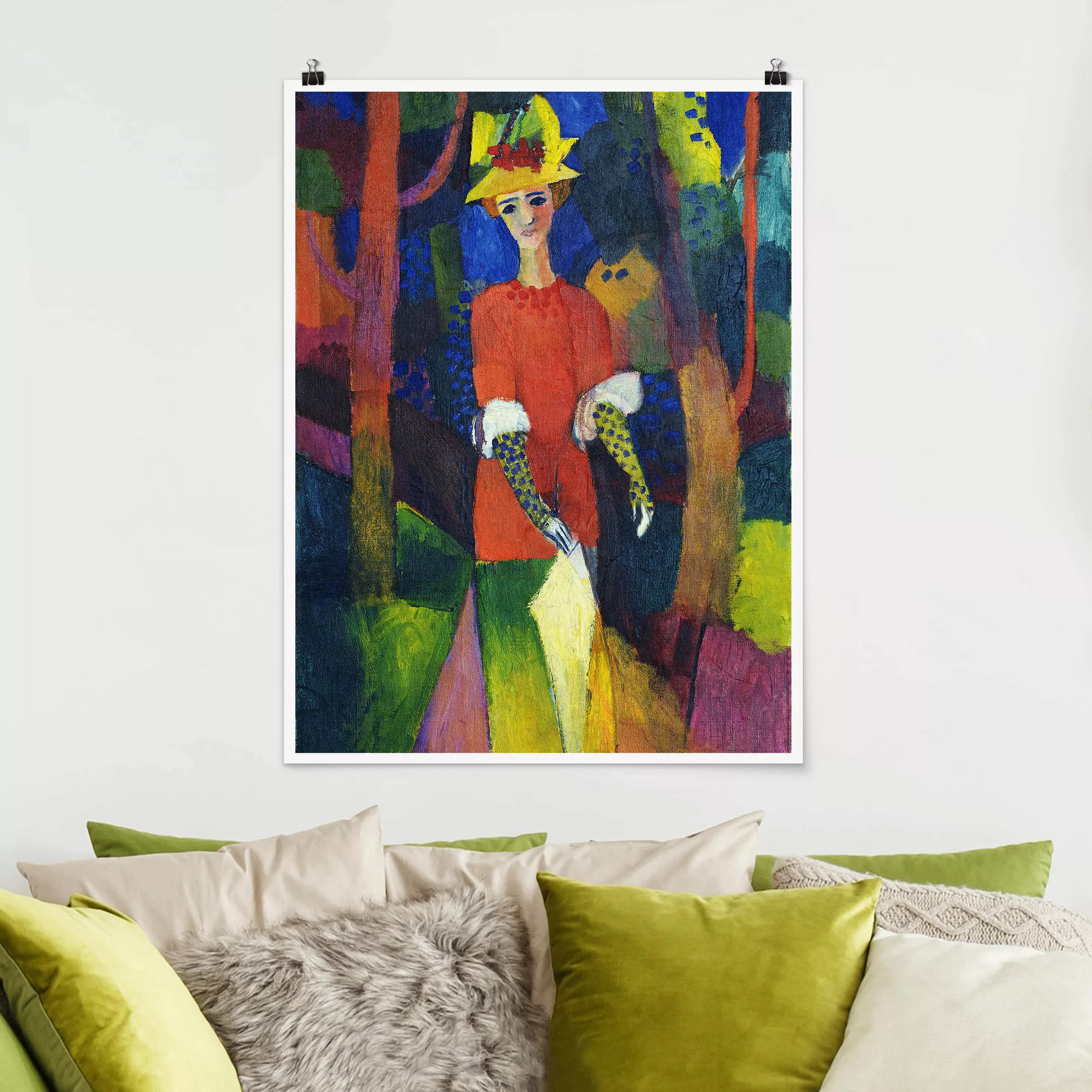 Poster - Hochformat August Macke - Dame im Park günstig online kaufen