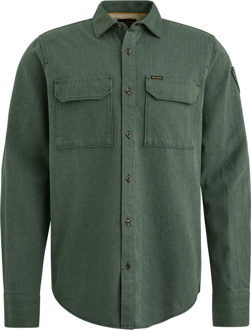 PME Legend Hemd Flanel Herringbone Grün - Größe L günstig online kaufen